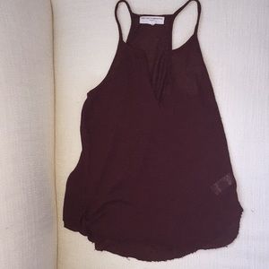 Knit Maroon Raw Edge Tank Top